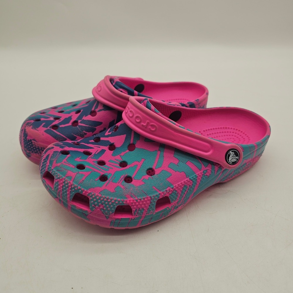 Crocs size 7 Alpargatas pink and teal croc EUC  Rare possibly international